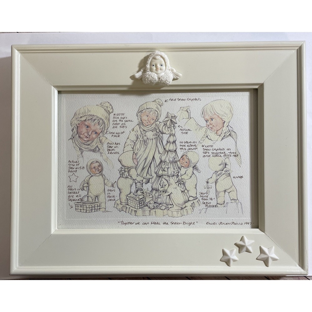 Dept 56  Kristi Jenson Pierro 1997 Snow Babies Picture Print Frame Christmas VTG